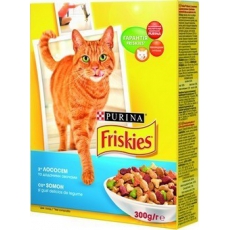 Friskies (Фріскіс) Сухий повнораціонний корм для дорослих котів з лососем та доданими овочами 300 г